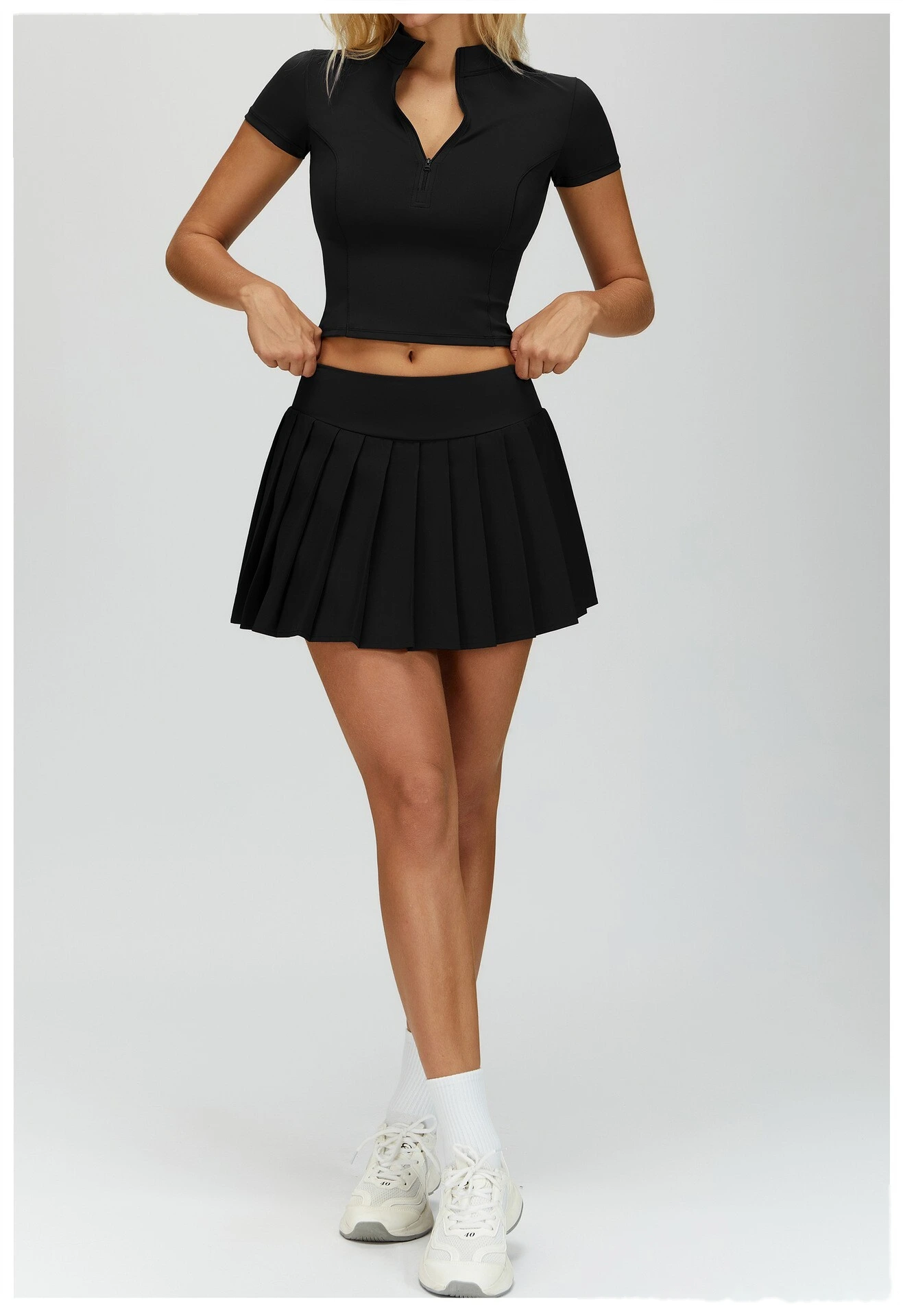 Custom Women’s Fake Two-Piece Pleated Skirt - Naked-Feel Anti-Chafing Yoga Tennis Running Fitness Skirt detail