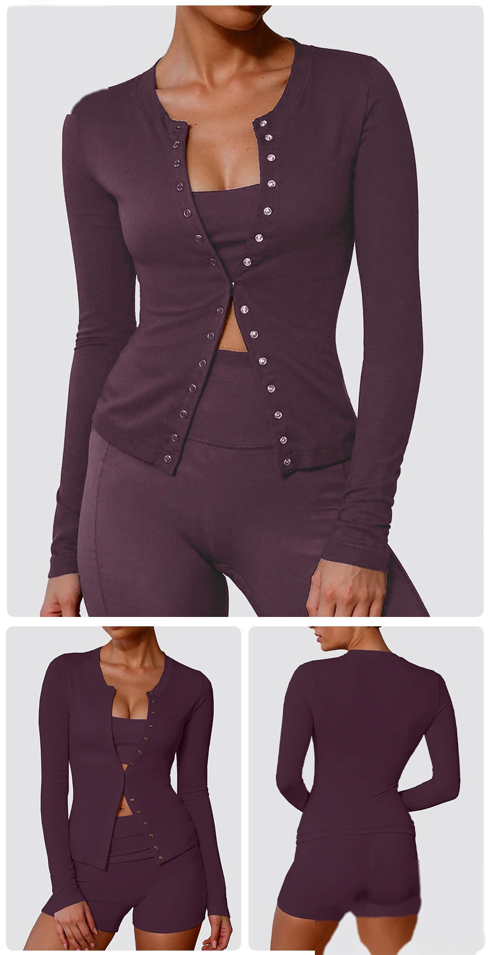 Customized ultra-thin sports long-sleeved T-shirt female high elastic slim yoga fitness coat female detail