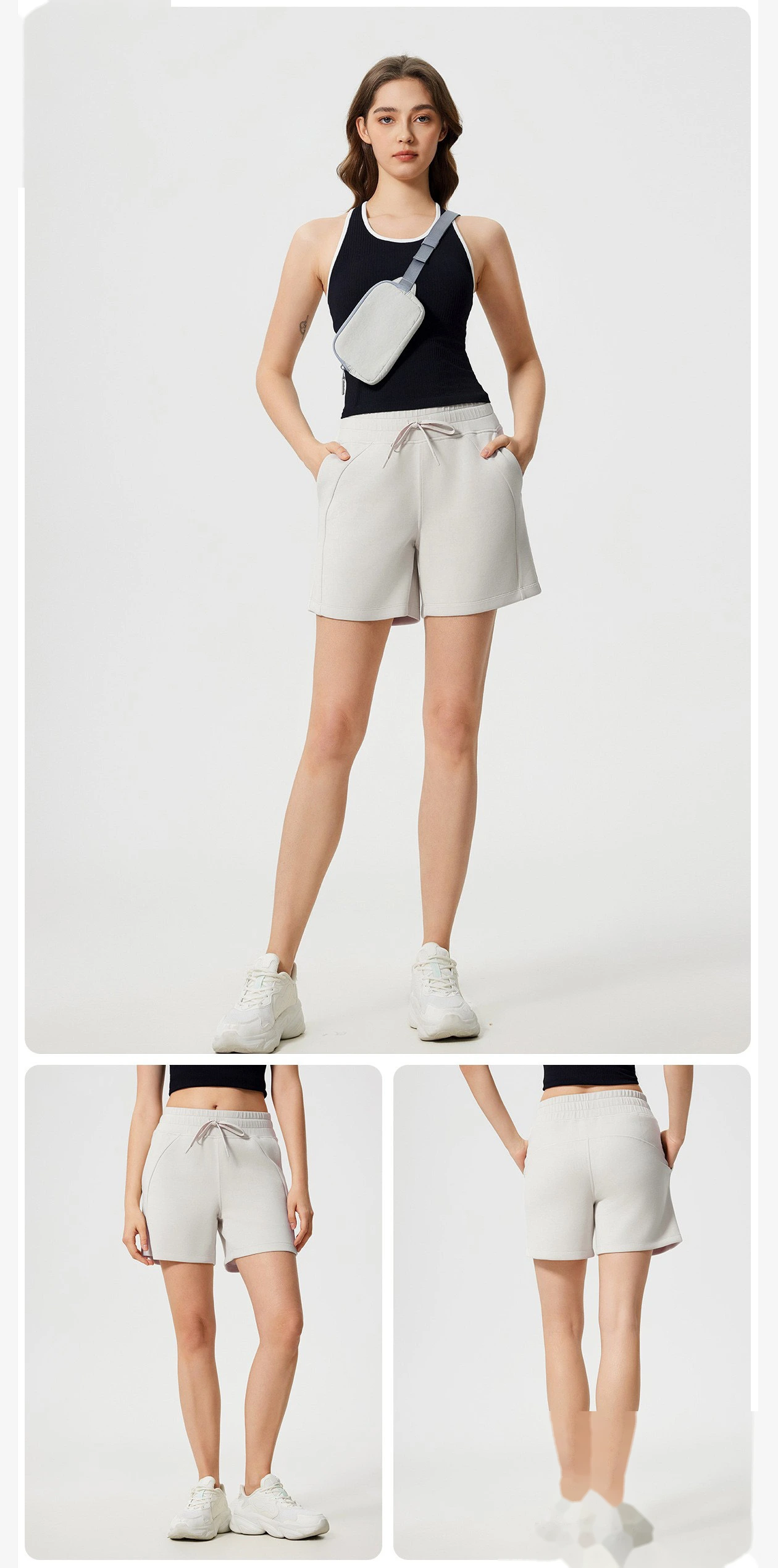 Customized moisture absorption and perspiration fitness running shorts women's leisure yoga shorts detail