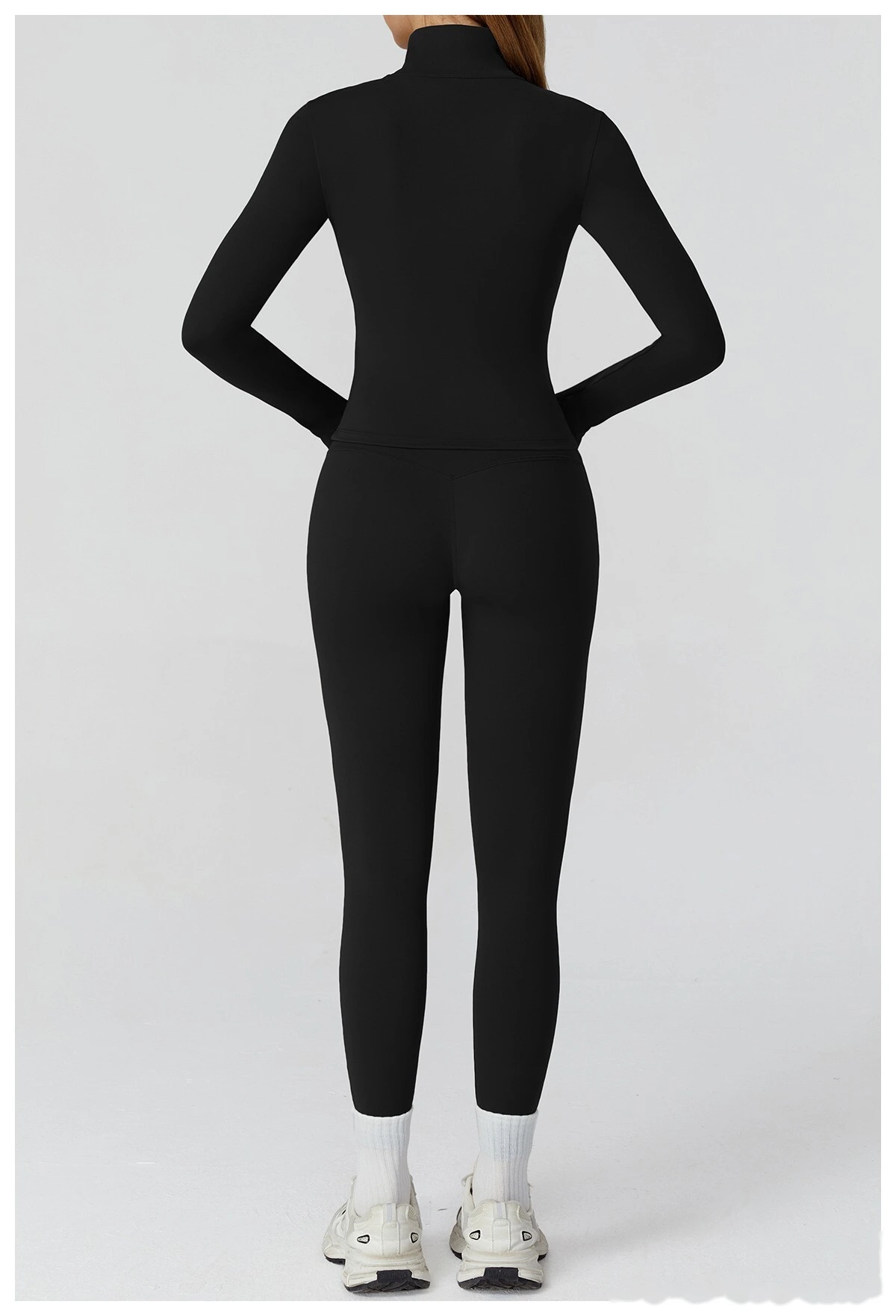 Custom contrast sanding yoga jacket zipper windproof slim coat outdoor sports running fitness clothes women detail