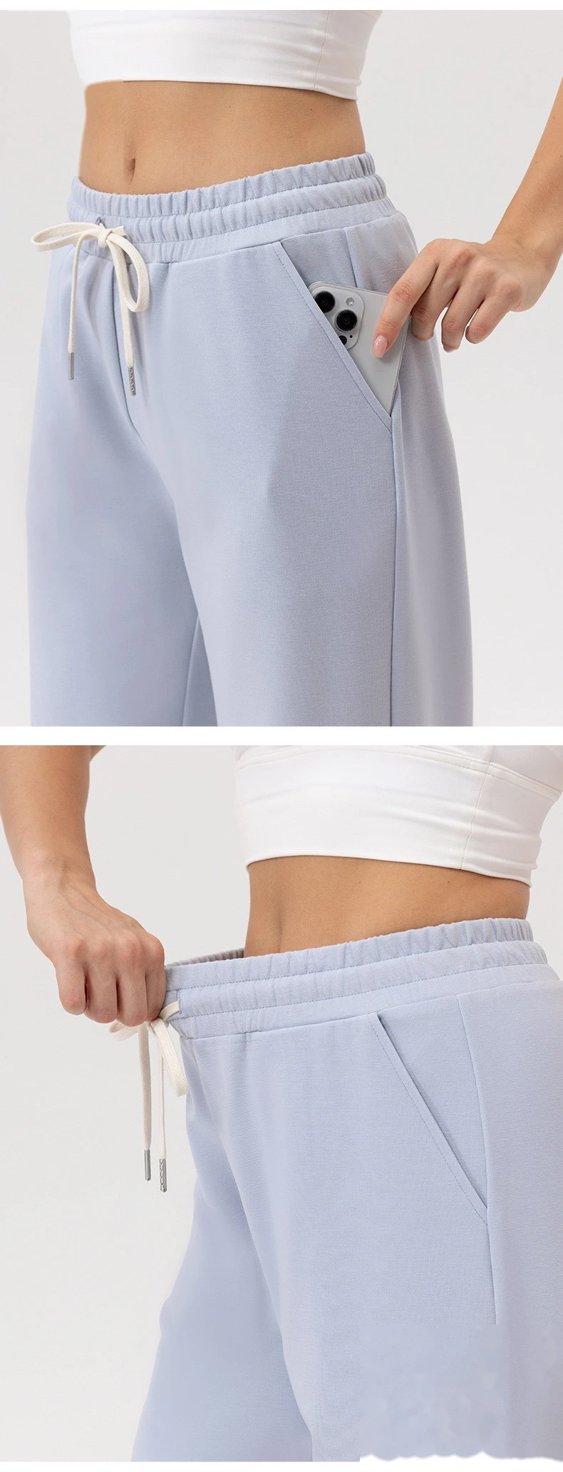 Custom autumn and winter wide-leg leisure sports pants women's high waist loose outdoor running fitness pants detail