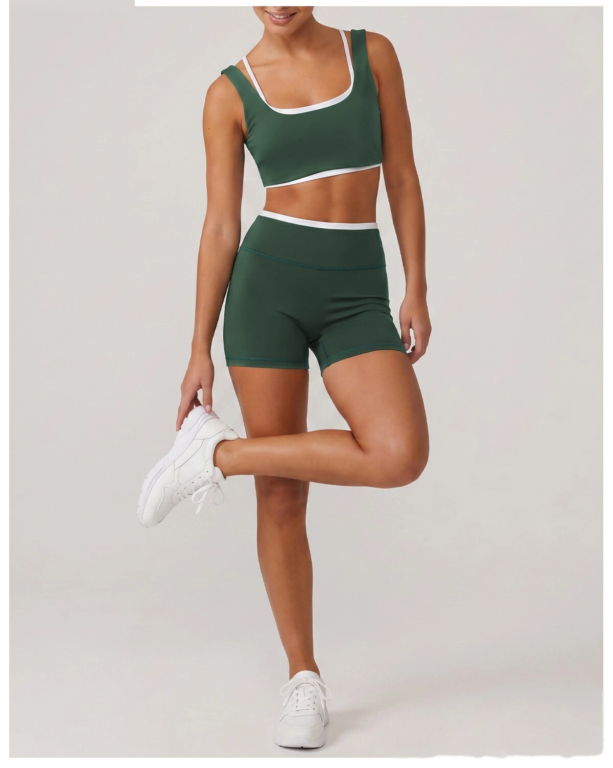 Custom Logo High Waisted Three Quarter Leggings, Stretch Slimming Athletic Shorts for Daily Workout detail