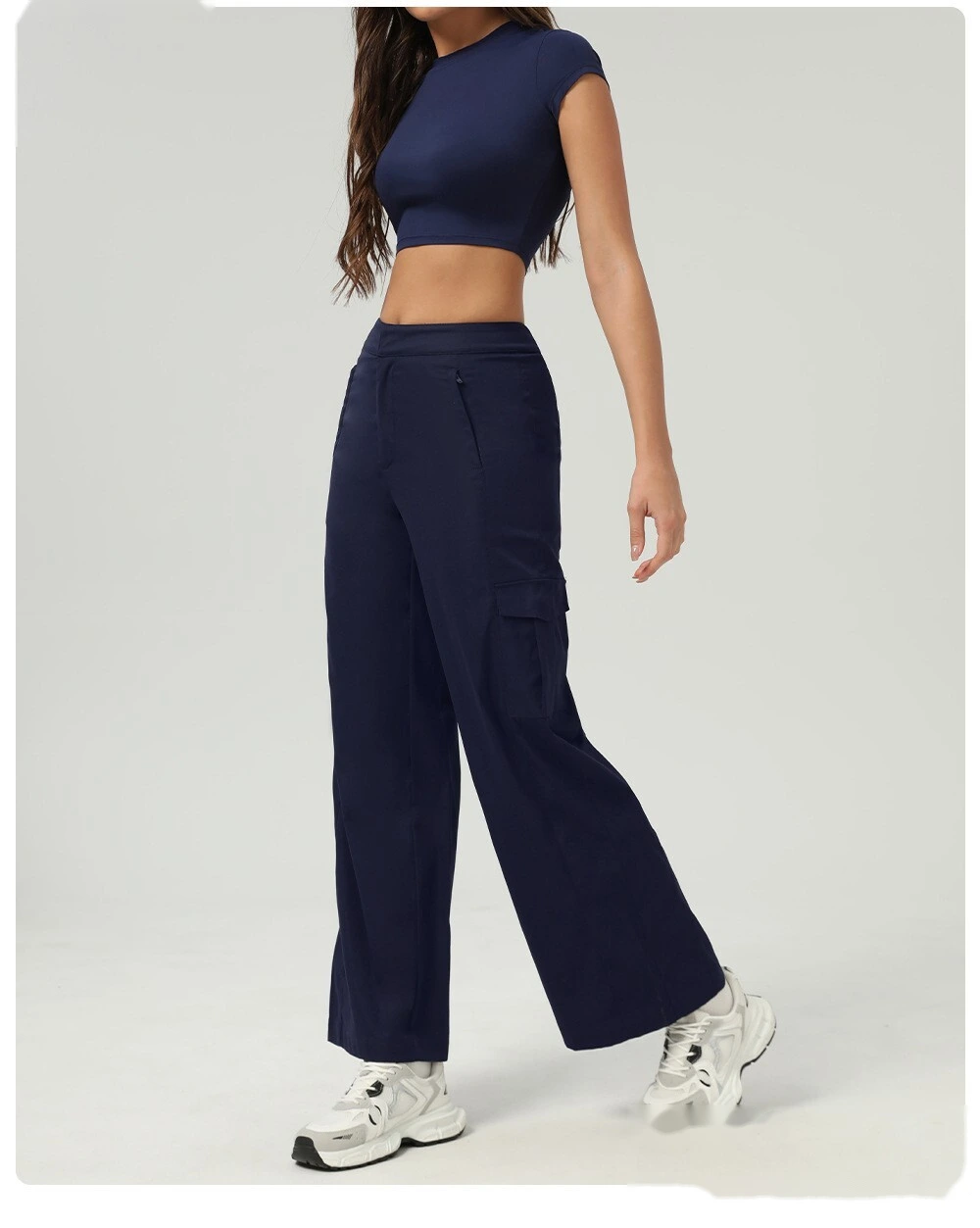 American loose sports pants pocket straight casual pants wearing wild sports dance overalls female detail