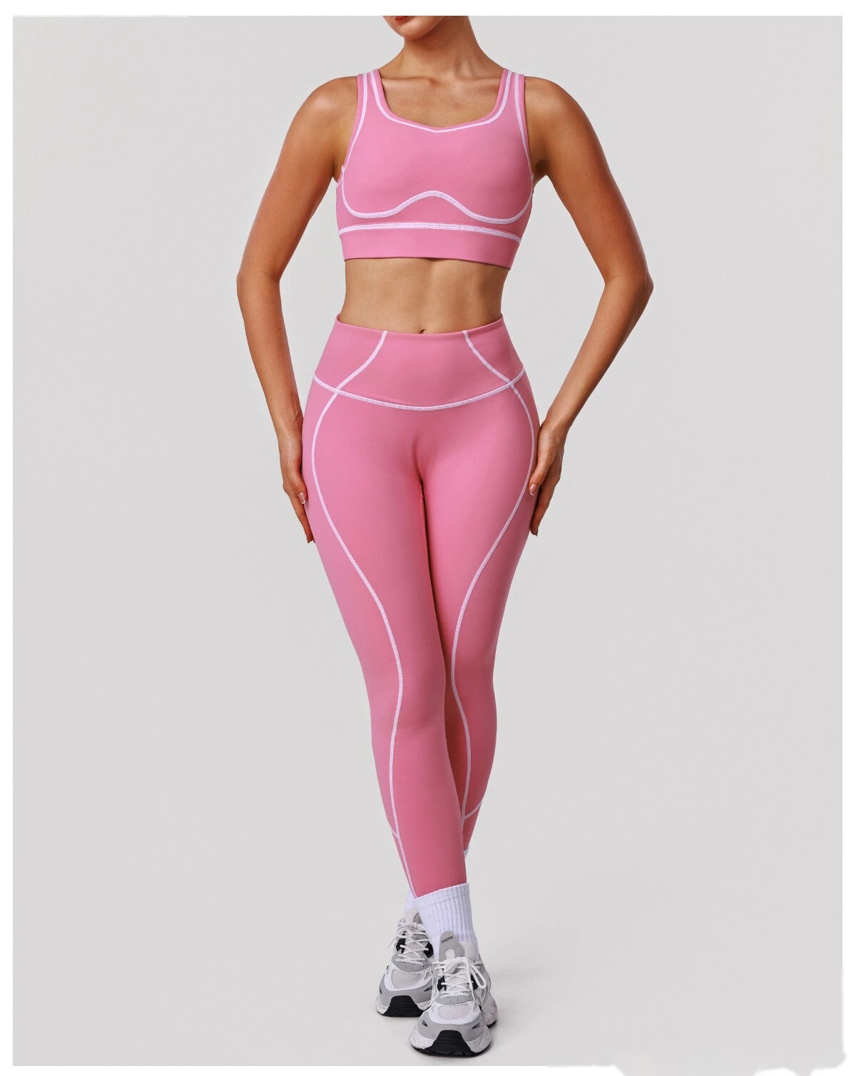 Custom Color Block Yoga Sports Bra - Shockproof Cutout Open Back Padded Workout Tank Top detail