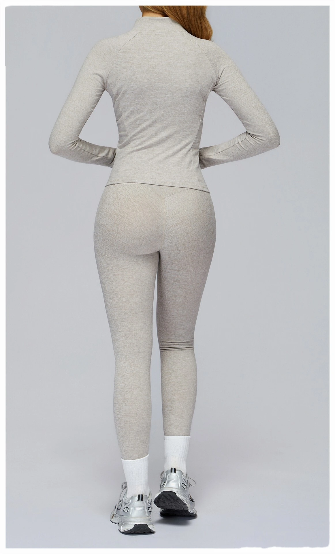 Customized long sleeve jacket zipper pocket quick-drying tight top outdoor sports running fitness jacket detail