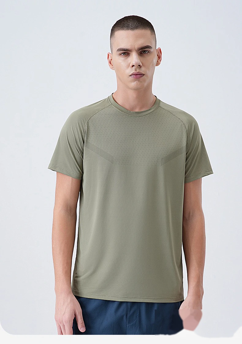Custom Men's Quick Dry Mesh T-Shirt - Crew Neck Short Sleeve Outdoor Hiking & Running Sports Tee detail