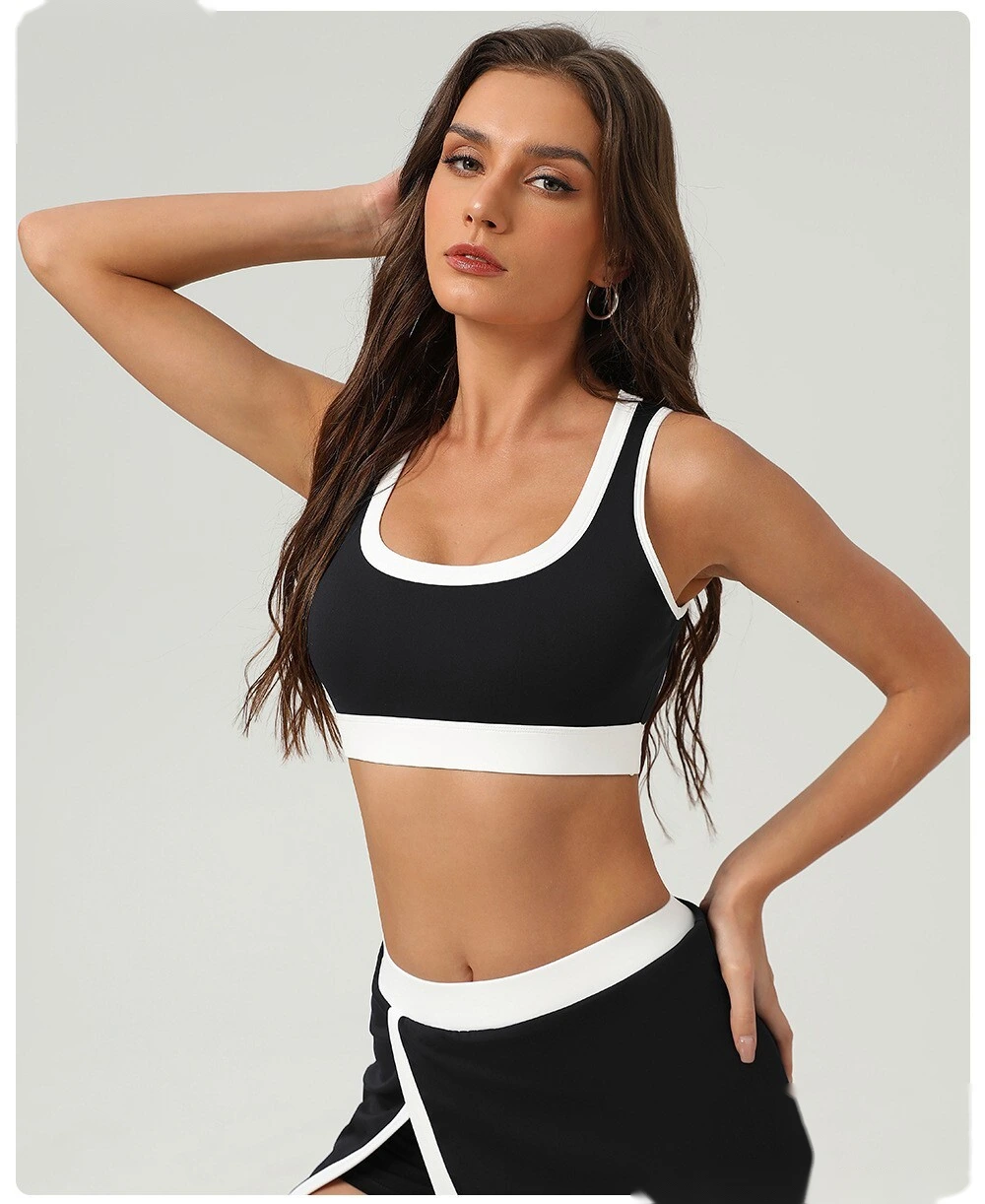 Color matching sports bra quick-drying shockproof yoga vest bra detachable chest pad fitness suit detail