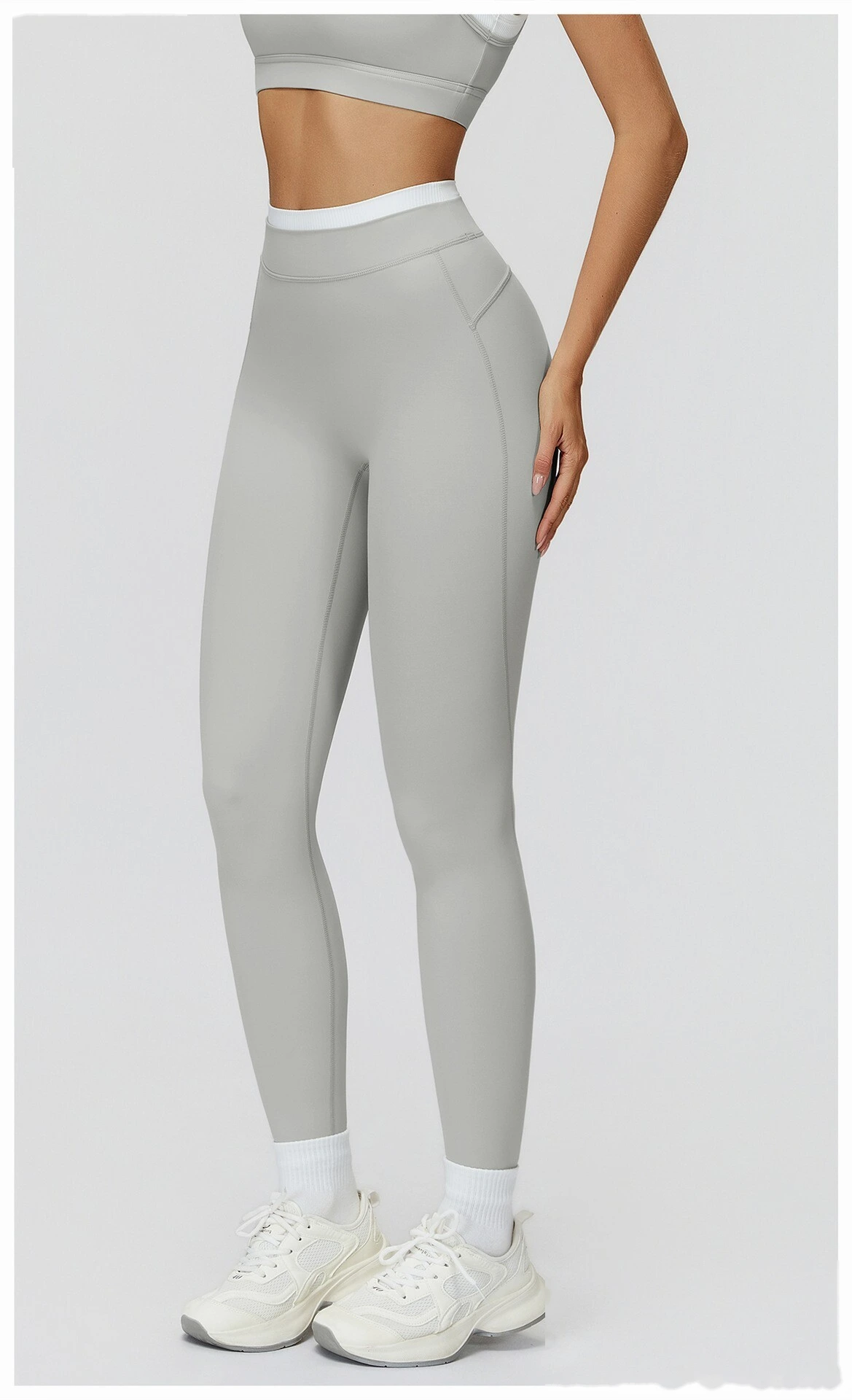 Customizable EU-US Athletic Leggings | Women's Ribbed High-Waist Contrast Tights, Yoga & Running detail