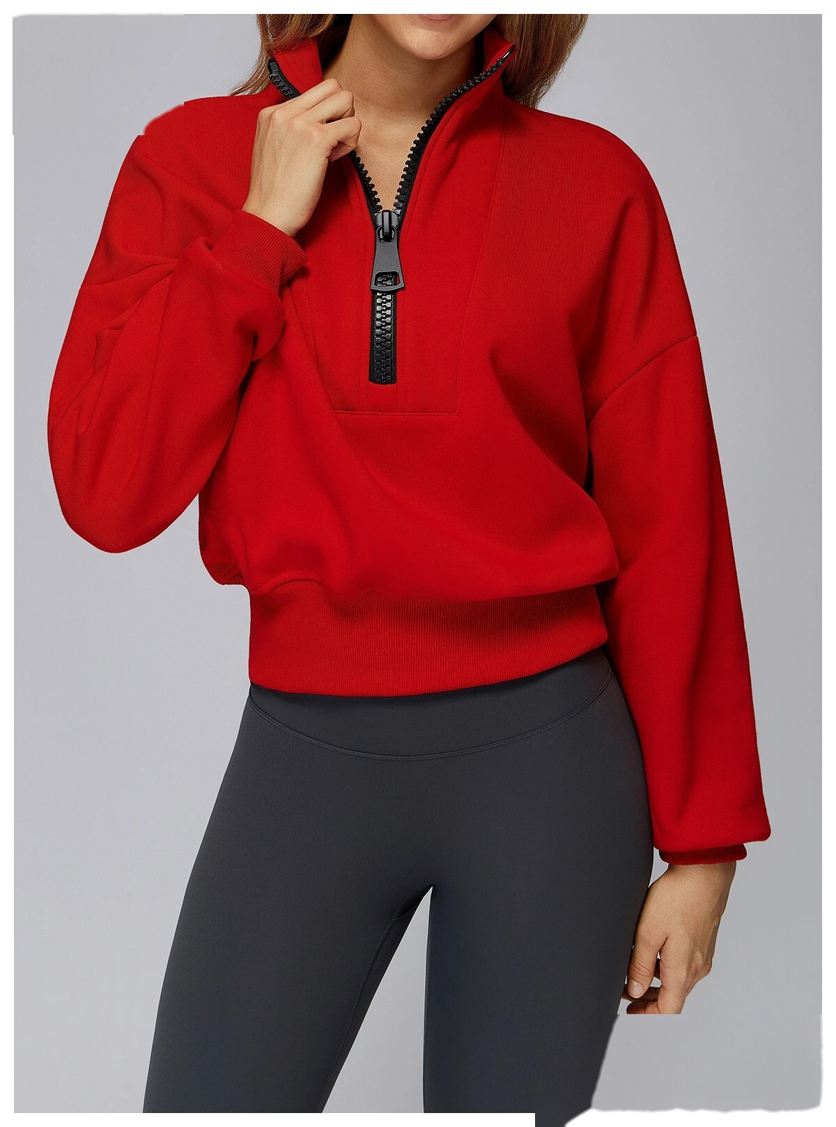 Customized autumn and winter stand collar loose sweater warm and casual outdoor sports sweater top detail