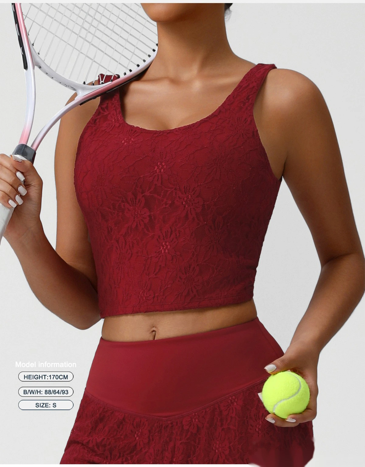 Custom-made nude sexy lace sleeveless sports shirt new dance training fitness camisole women detail