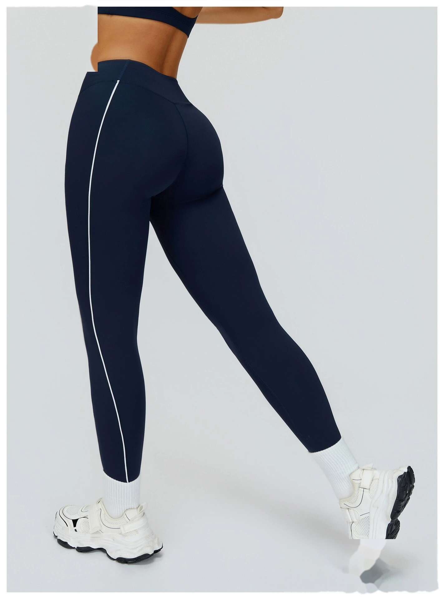 Custom Women’s Naked-Feel Tight Yoga Pants - Color Block High-Waisted Butt-Lifting Running Fitness Leggings detail