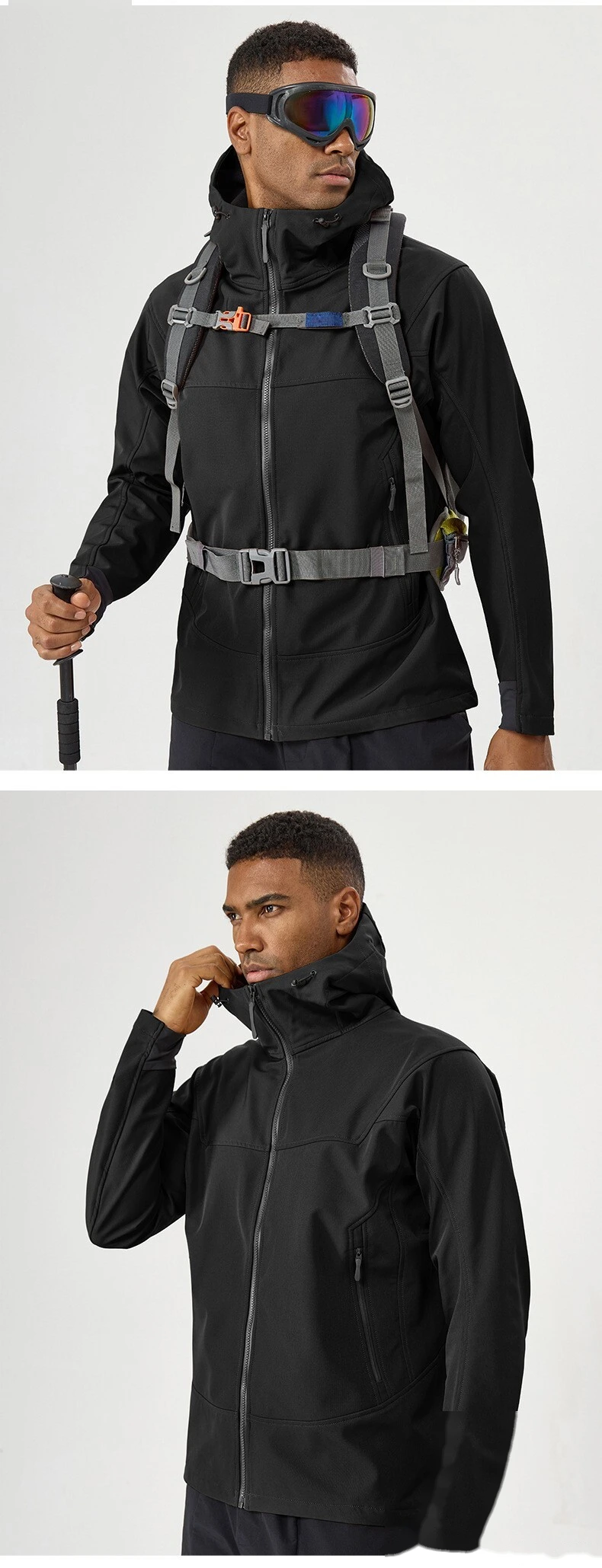 Custom Hooded Outdoor Jacket for Men - Fleece-Lined, Warm, Waterproof & Windproof detail