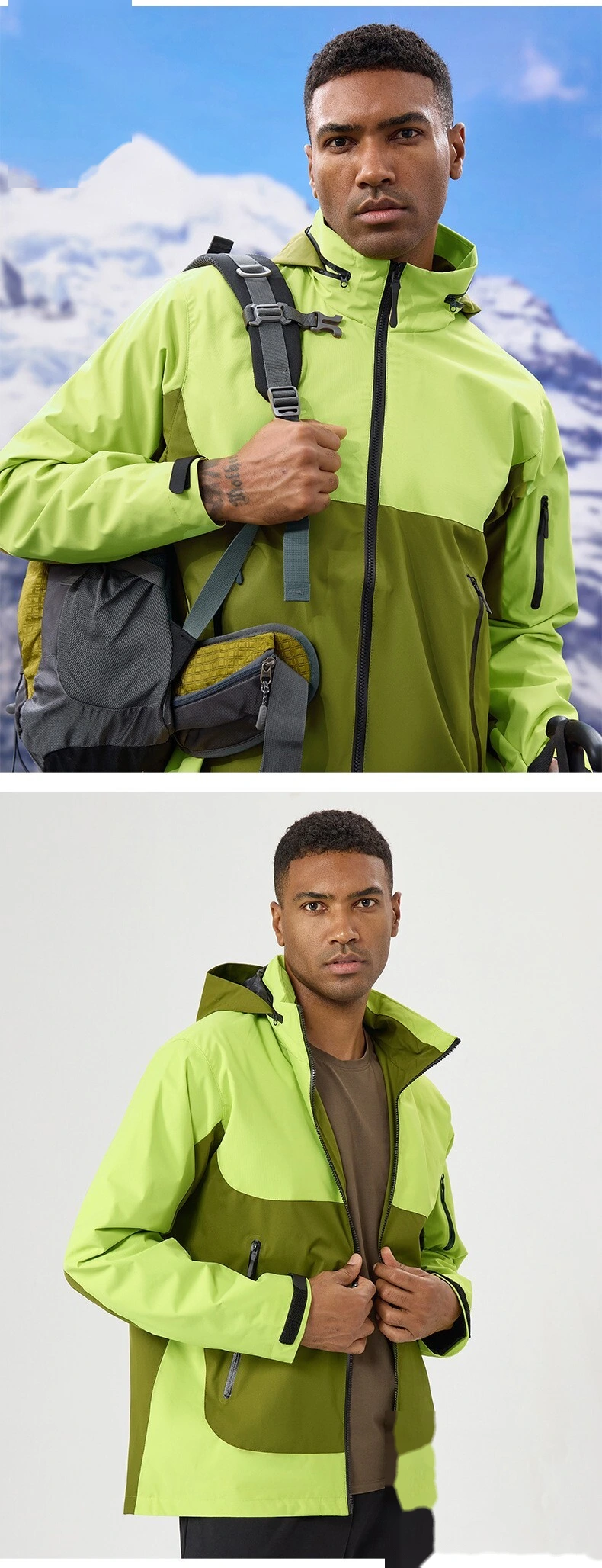 Custom Men's Multi-Functional Outdoor Jacket - Hooded, Windproof, Waterproof for Hiking & Mountaineering detail