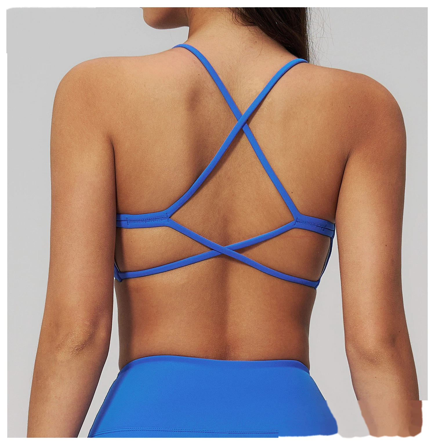 Sports suit women's beautiful back yoga suit tight micro-pull fitness suit detail