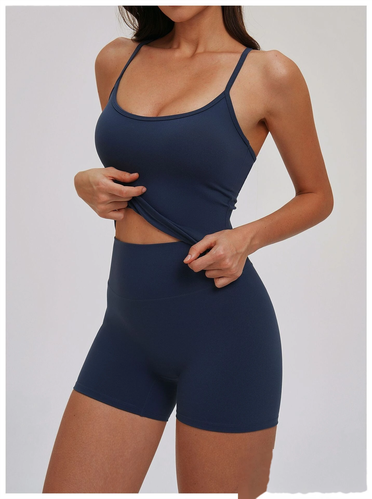 Custom Women's Fitted Yoga Tank Top Casual Versatile Thin Double Strap Sports Bra for Running Workout detail