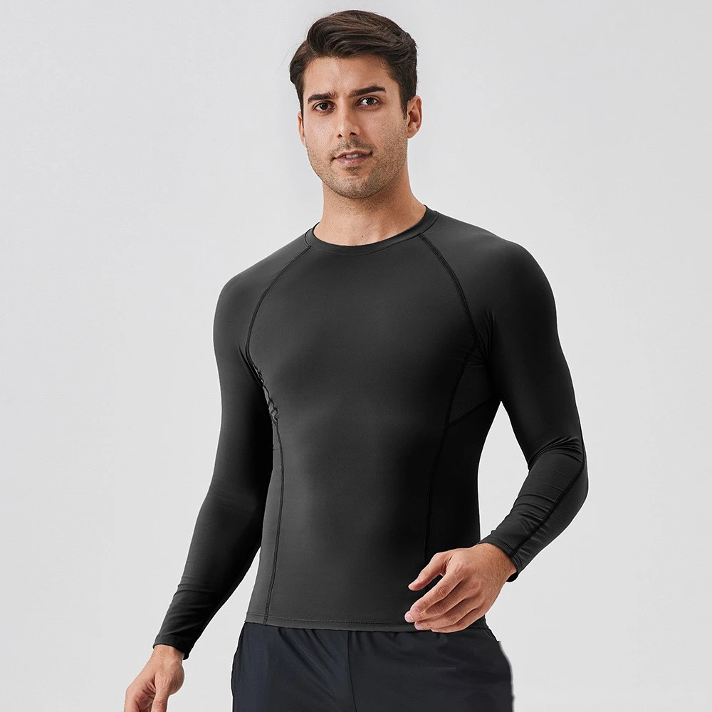 Customized men's long-sleeved tight T-shirt sports fitness clothes detail