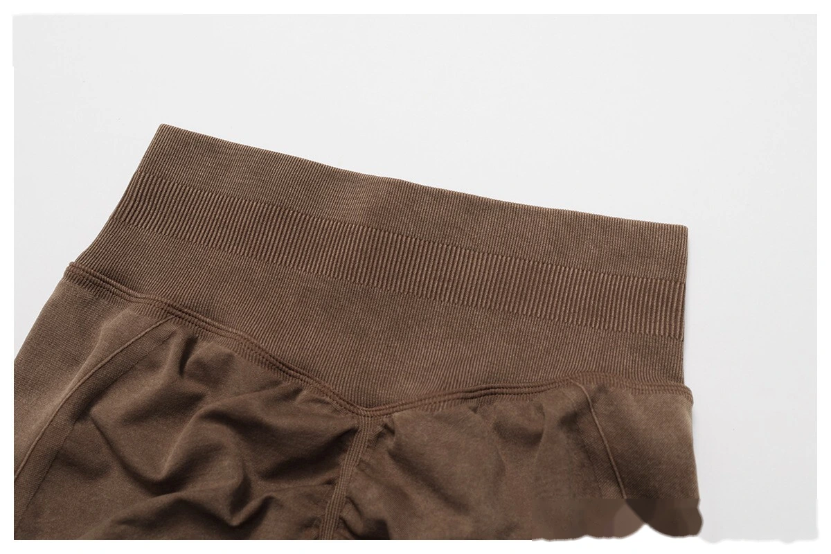 Seamless sand washing yoga shorts high waist hip shorts tight running fitness yoga pants female - allni detail
