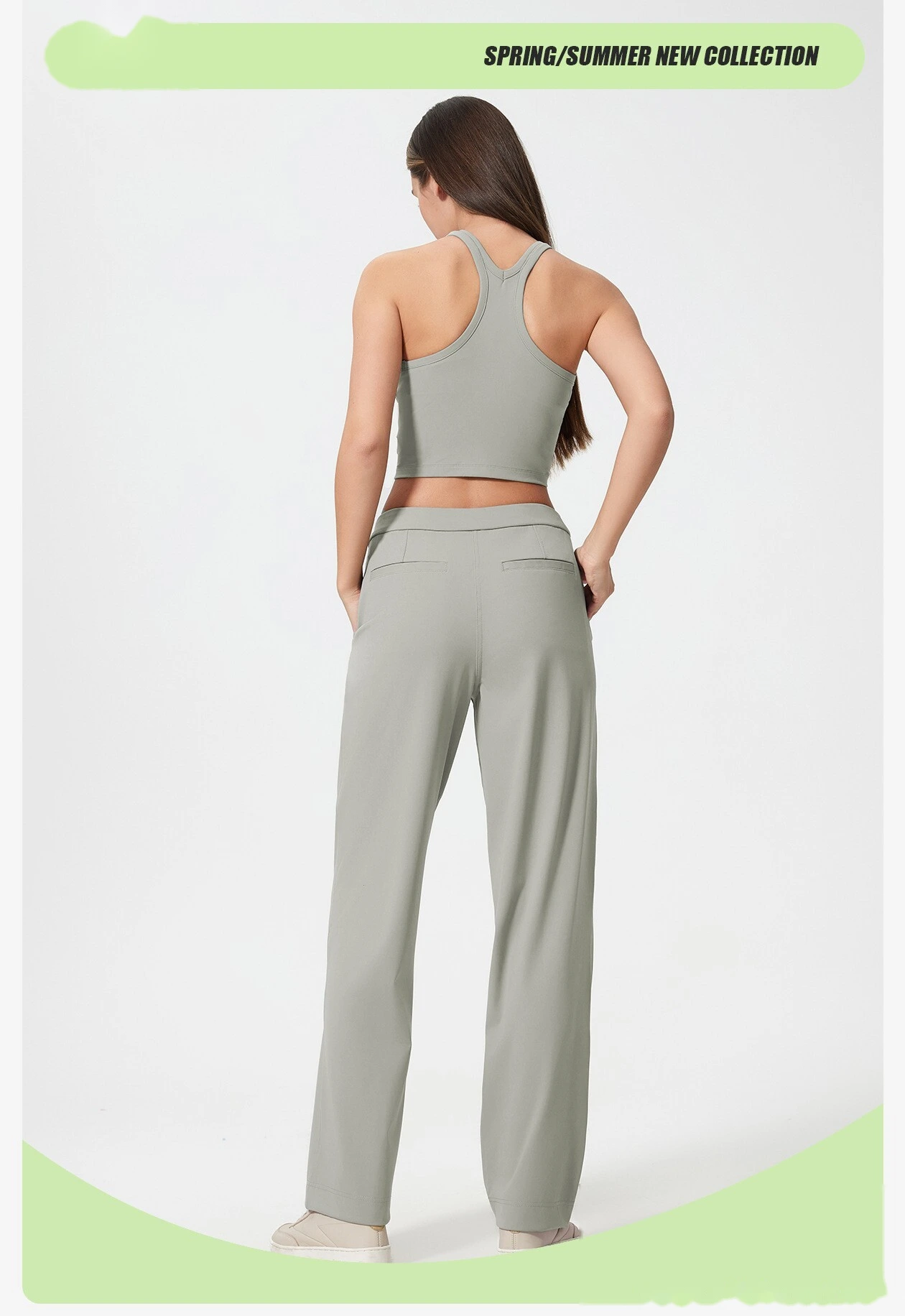 Customize new sports casual pants women's loose wild straight pants nude breathable fitness yoga pants detail