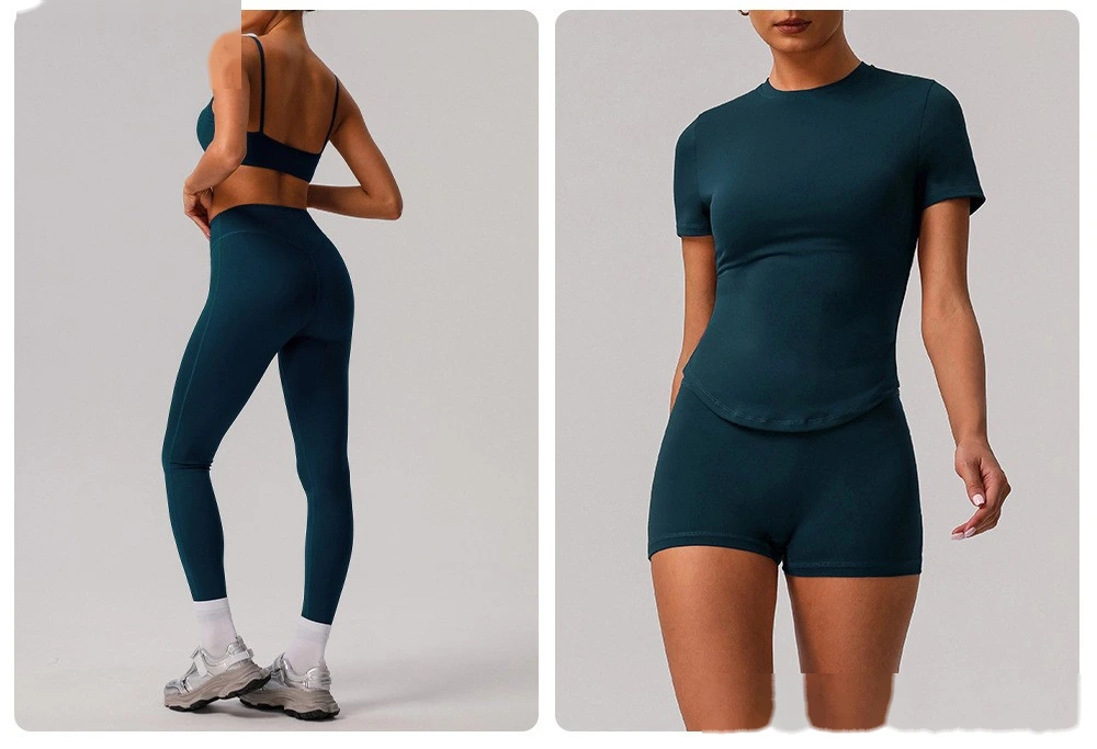 Custom tight nude yoga suit high elastic breathable fitness clothes outdoor body shaping running suit female detail