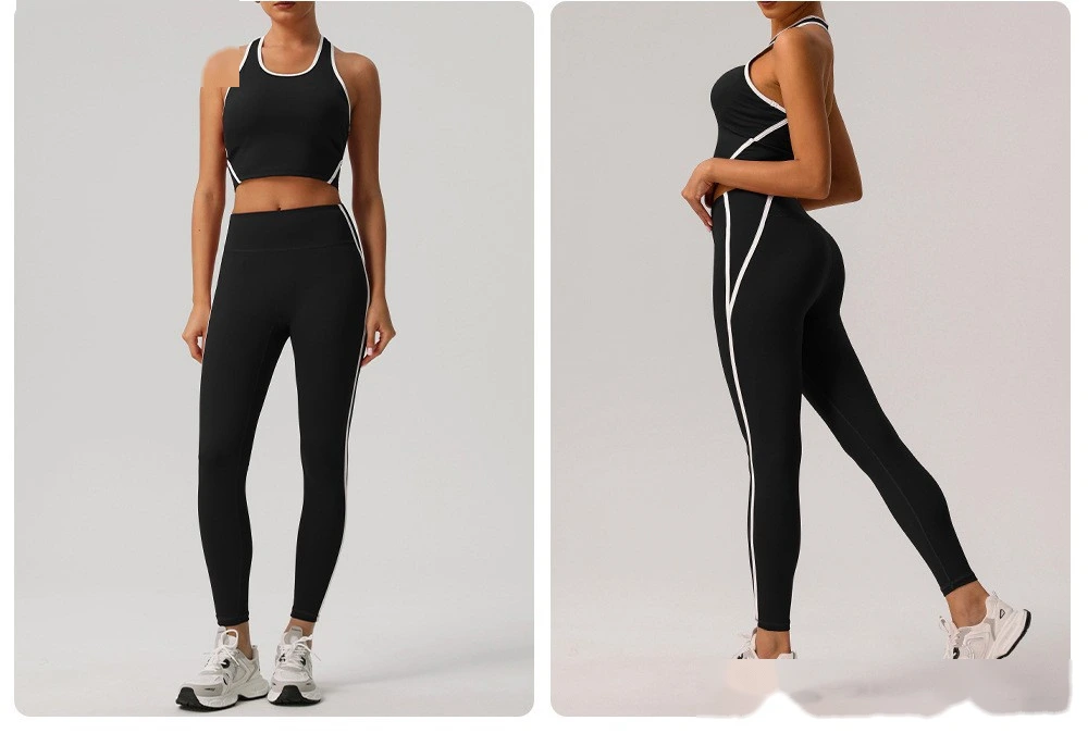 Custom-made tight-fitting nude contrast sports fitness underwear female worker word beautiful back yoga vest detail