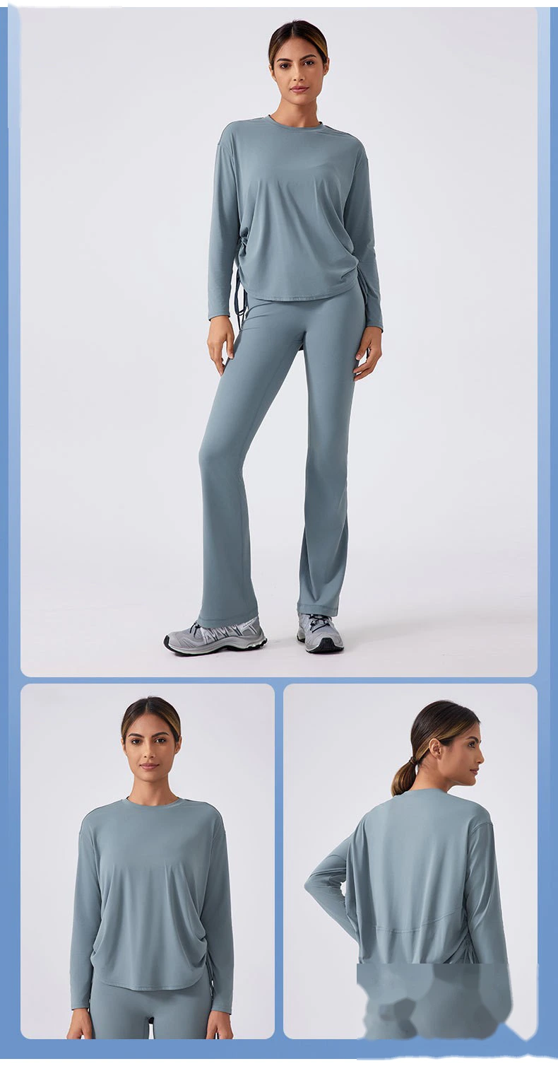 Yoga clothes top female nude loose long-sleeved T-shirt quick-drying breathable training running fitness clothes detail
