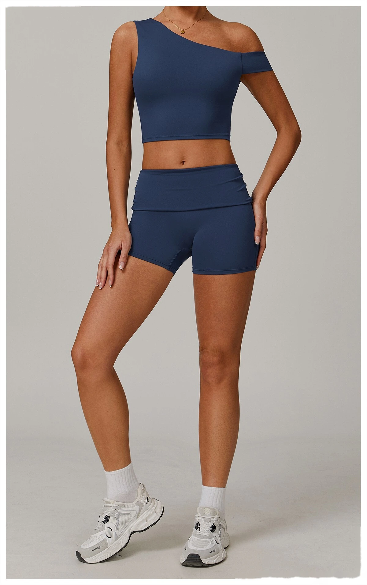 Environmentally-friendly regenerative yoga vest women wear running and fitness underwear with irregular inclined shoulde detail