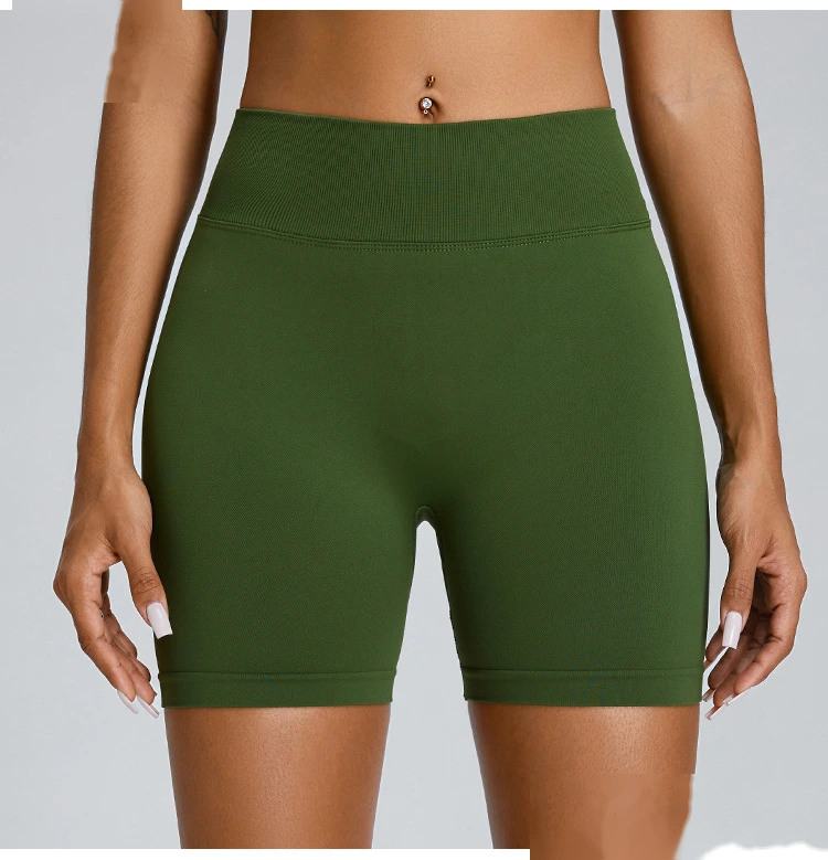 Seamless yoga shorts women's three-point high waist sweatpants nude quick-drying fitness yoga clothes - allni detail