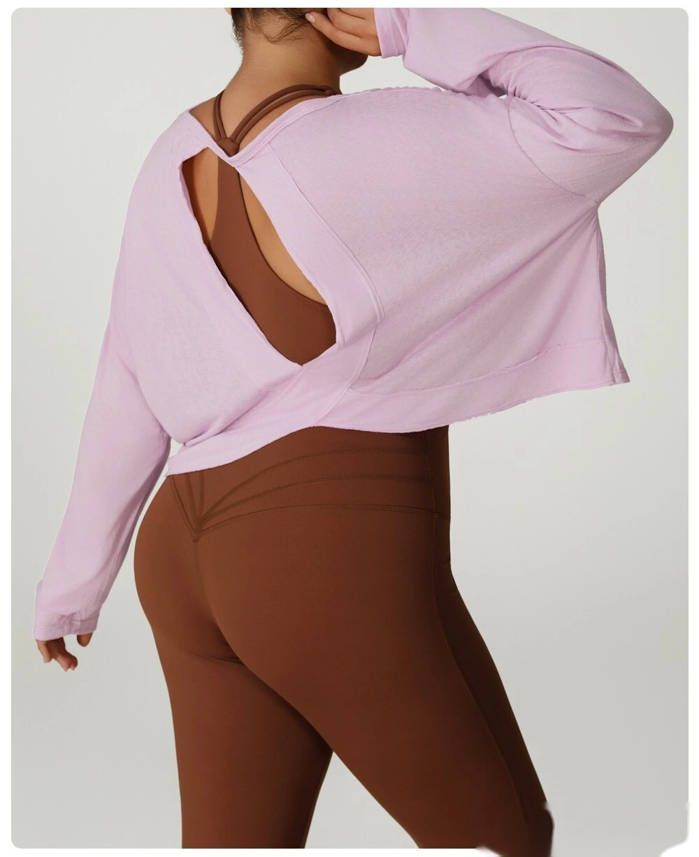 Customized plus-size sports smock breathable jacquard plus-size yoga clothes T-shirt detail