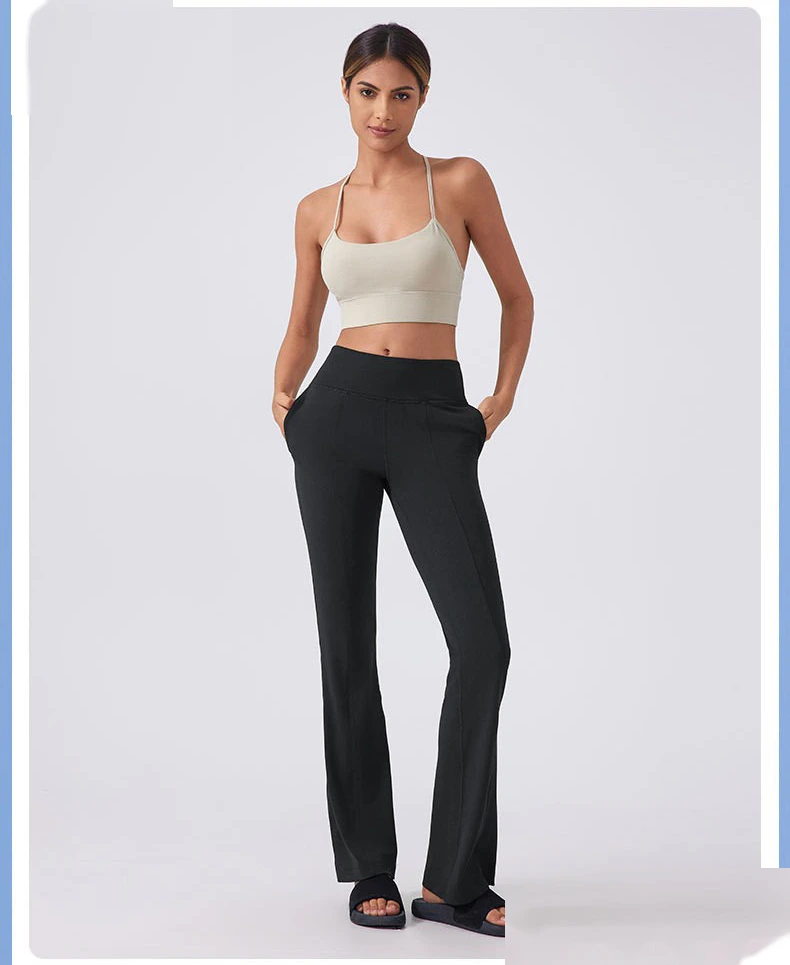 Custom-made women's high-waist hip-lifting wide-leg bell-bottoms exercise fitness yoga pants without embarrassment. detail
