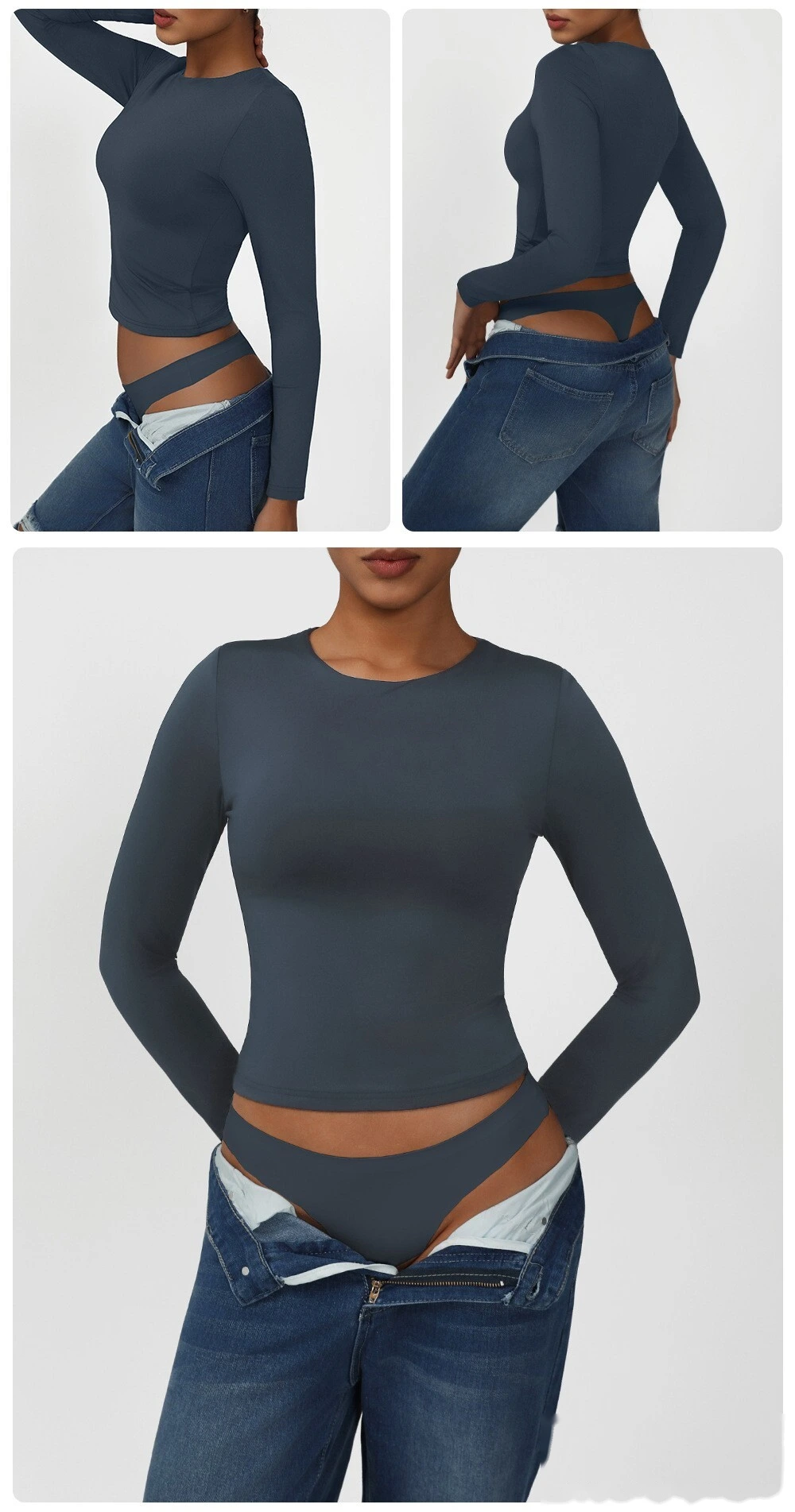 Customized skims new high-elastic dance training sports fitness clothes tight yoga long-sleeved T-shirt detail