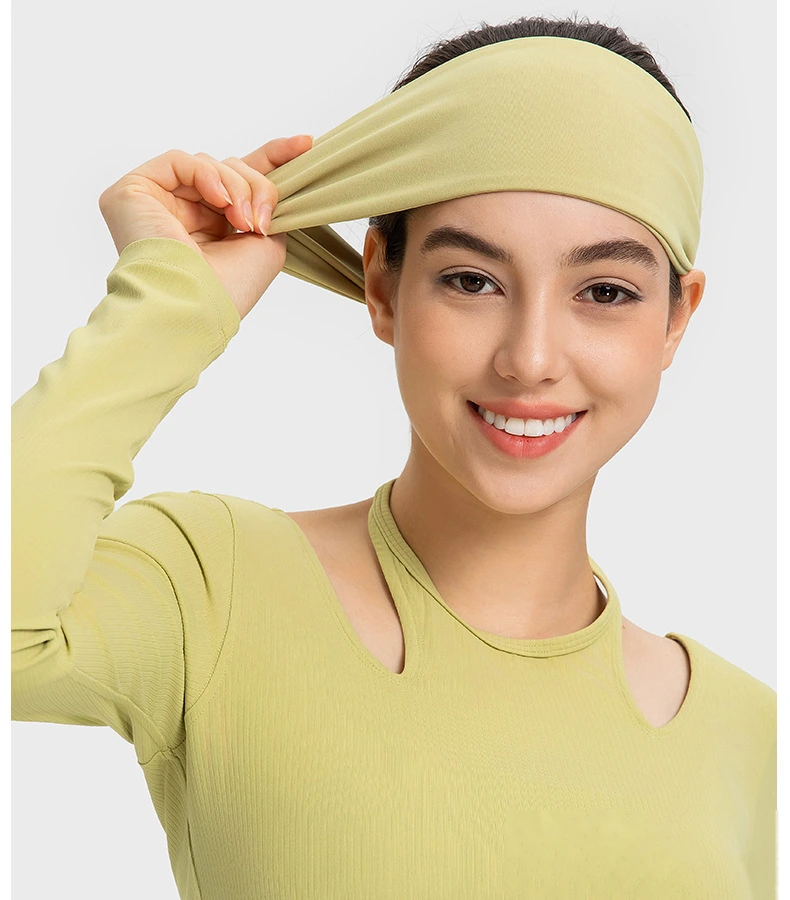 Yoga exercise headband with fitness running knitted sweat-absorbent belt quick-drying wide headband detail