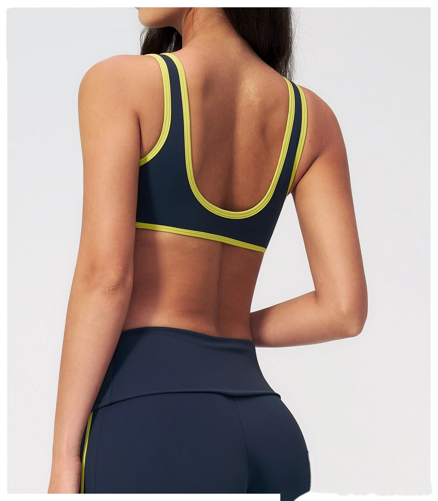 Women Color Block Open Back Sports Bra, Quick Dry Breathable Outdoor Workout Yoga Athletic Bra detail