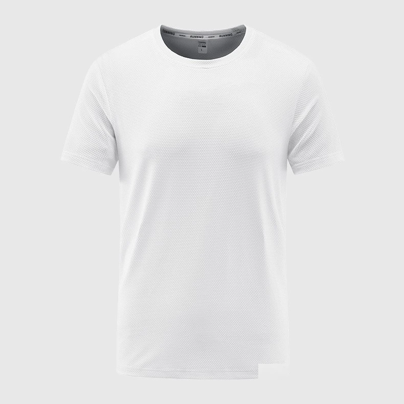 Mens round neck jacquard tshirt outdoor sports running t-shirt detail