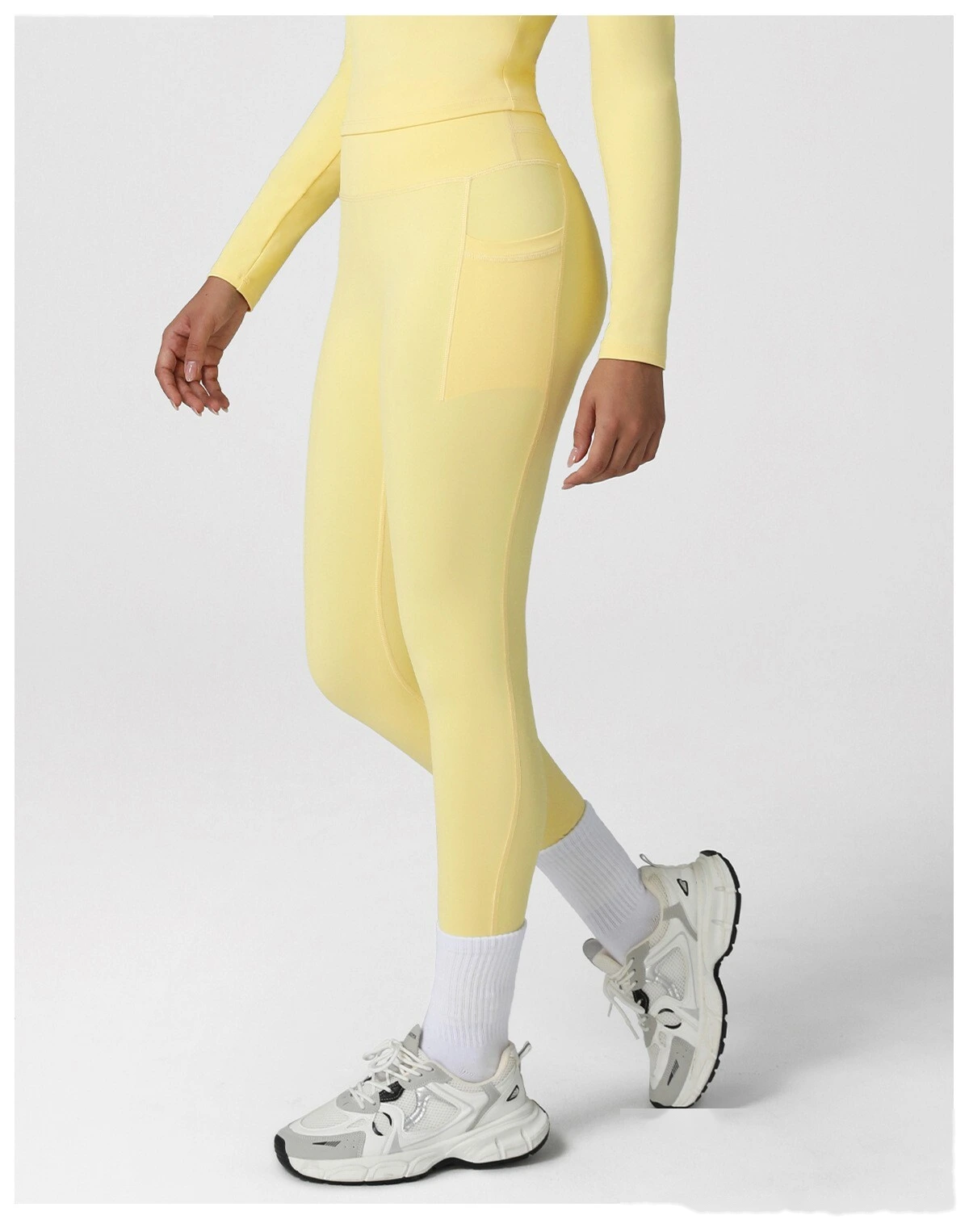 Customized fashion tight-fitting high-elastic slim side pocket sports yoga fitness pants detail
