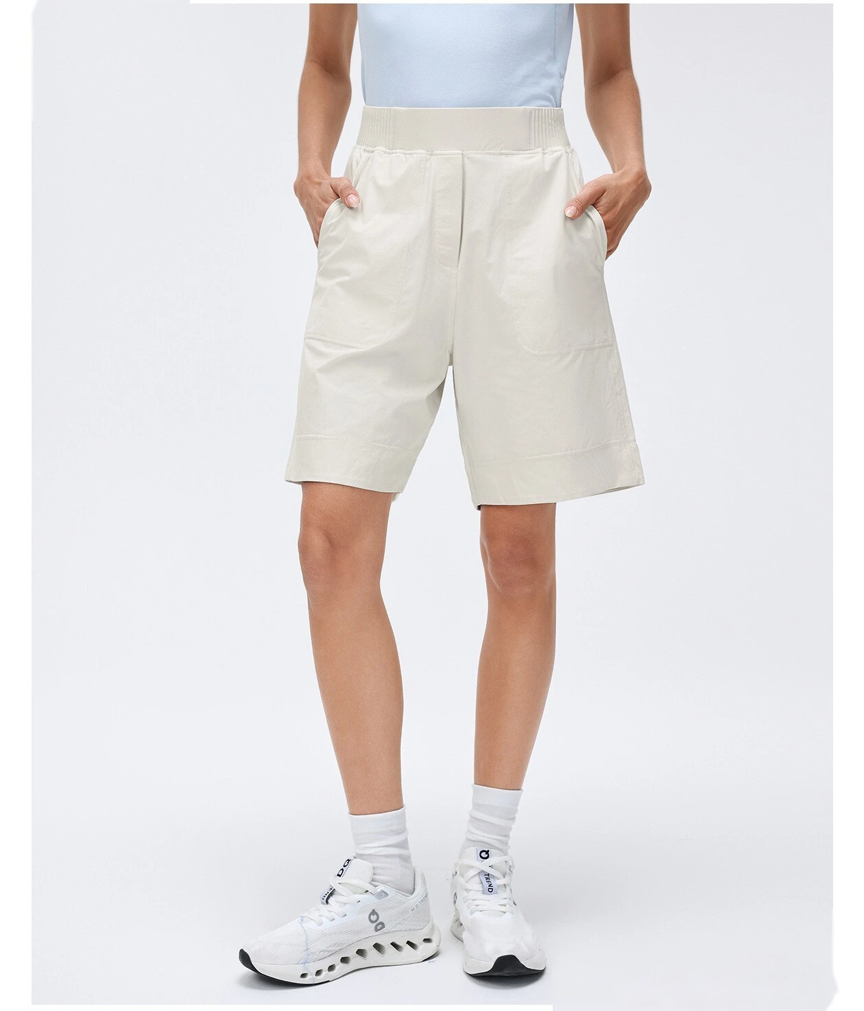 Bulk Custom Women's Sports Mid-Shorts - High-Waisted Lightweight Loose Straight Breathable Running Fitness Pants detail