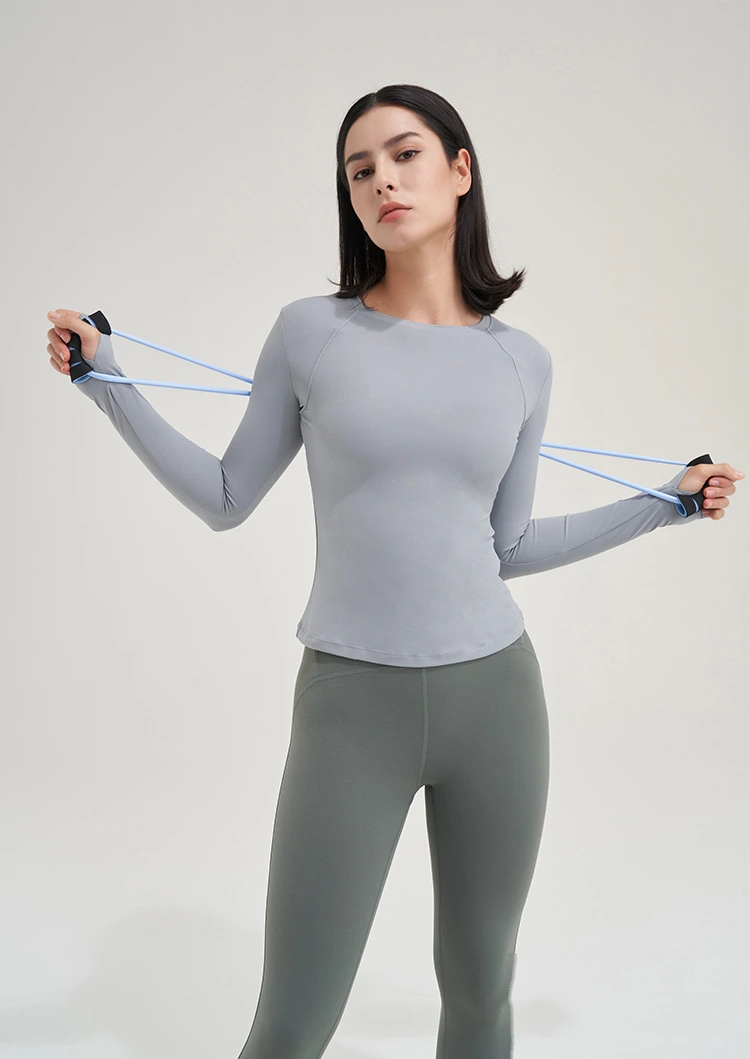 Customized yoga clothes women's running training quick-drying long-sleeved tops new fitness clothes detail