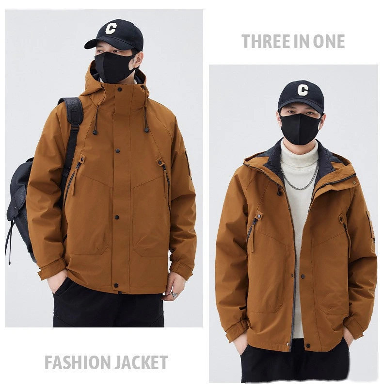 Customized jacket down three-in-one men's windproof waterproof fleece liner coat mountaineering suit detail