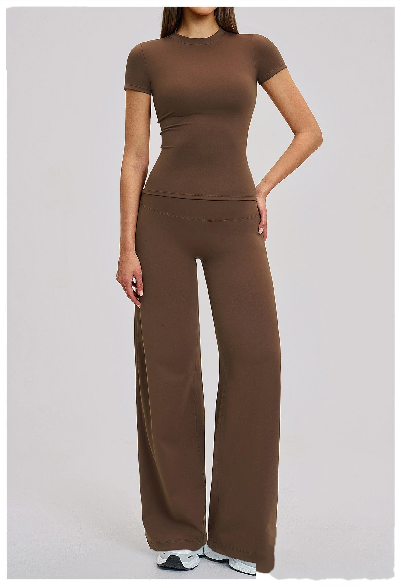 Custom Women's Yoga Set - High-Waisted Tight High-Stretch Leggings & Top for Outdoor Running Fitness detail