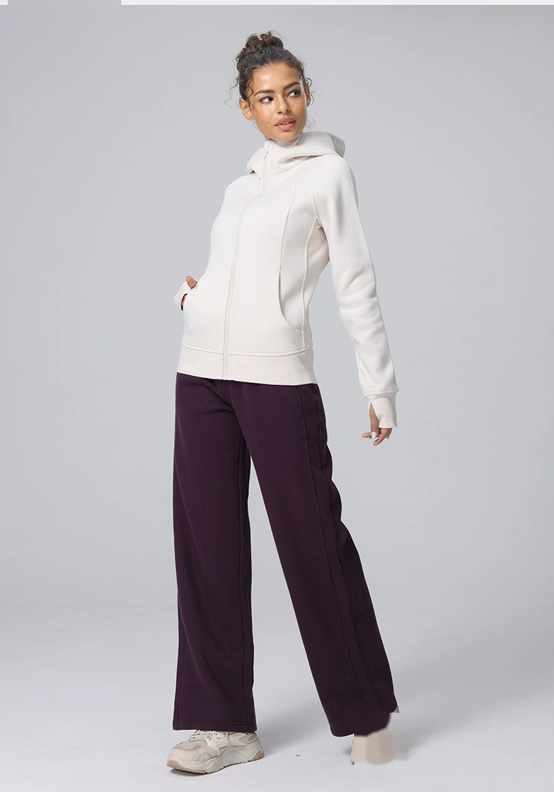 Custom autumn and winter high waist yoga pants casual straight wide-leg pants running plus velvet sports pants women detail