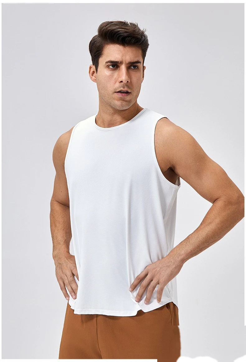 Customized men's breathable and comfortable high-elastic sports fitness vest detail