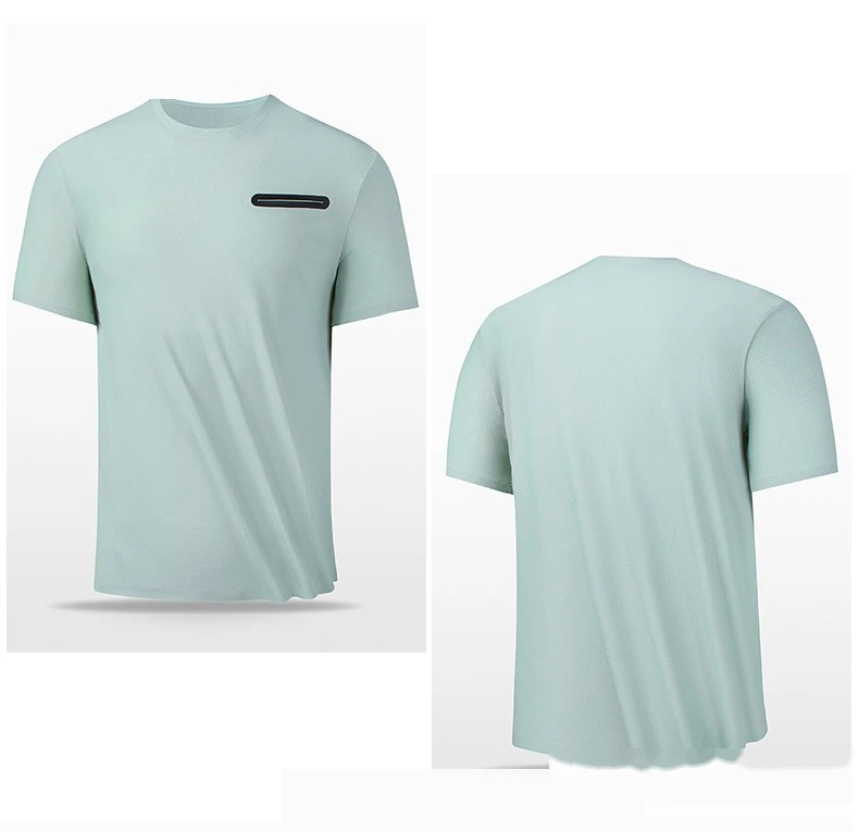 Customized ice silk cool breathable quick-drying short-sleeved T-shirt men's loose casual sports seamless top detail
