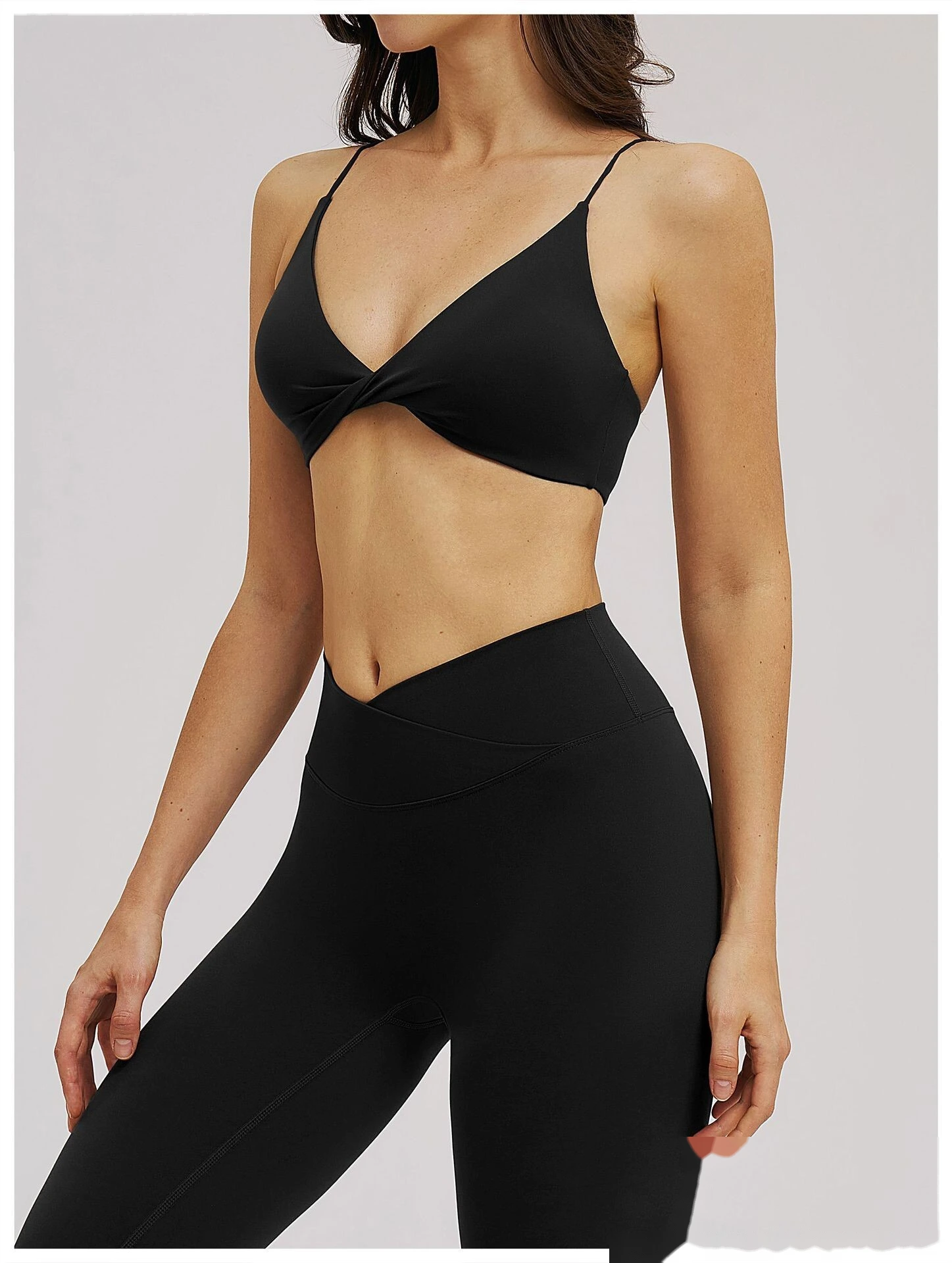 Custom V-Neck Sports Bra - Women's Thin-Strap Beauty Back Yoga Fitness Workout Bra detail