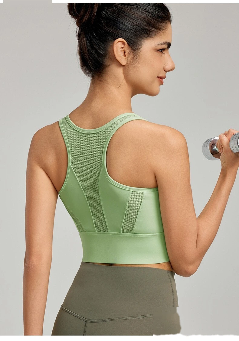 Sports bra women's shock-absorbing front zipper sports vest with chest pad breathable yoga vest detail