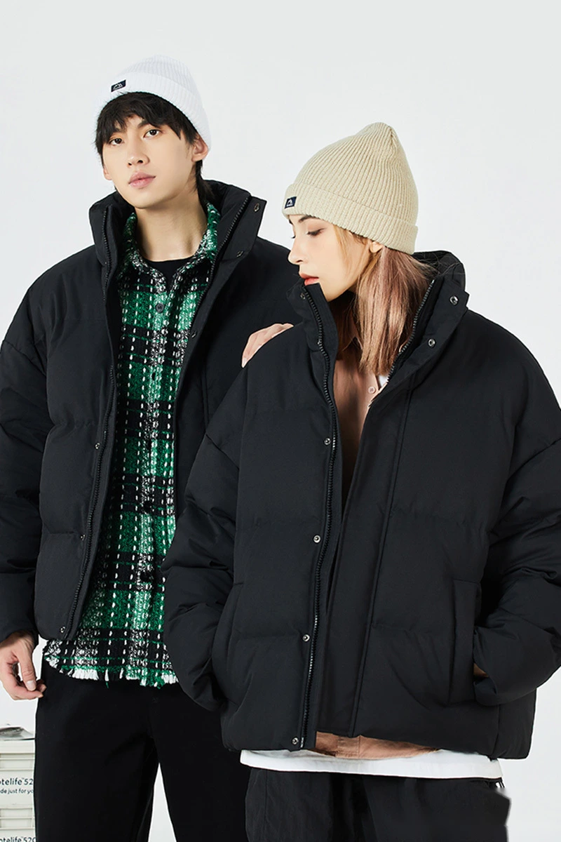 Customized men's and women's winter fashion warm cotton-padded down jacket coat detail