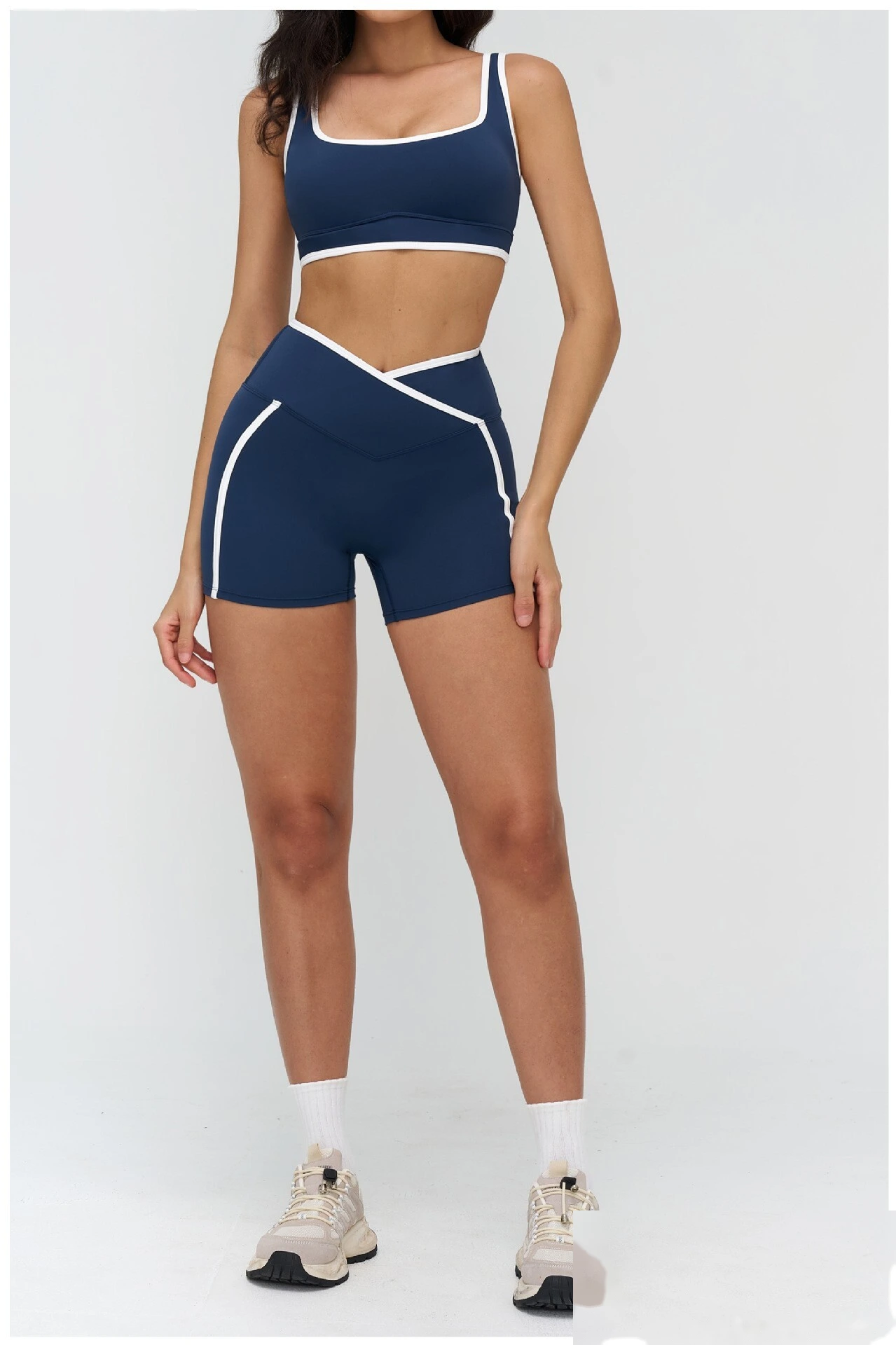 Custom Buttery Soft Yoga Set - Women's Color Block Tight Sports Bra for Outdoor Running & Fitness detail