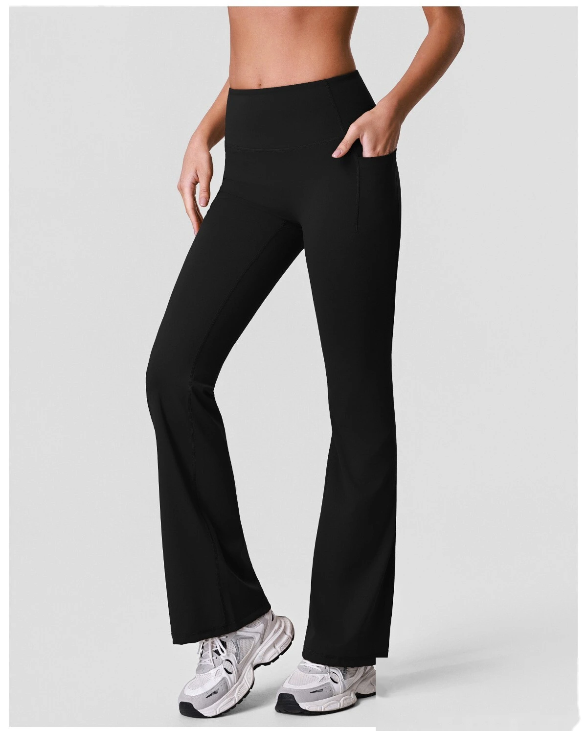 Women’s High Elastic Slim Fit Flared Yoga Pants Quick Dry Outdoor Workout Fitness Leggings detail
