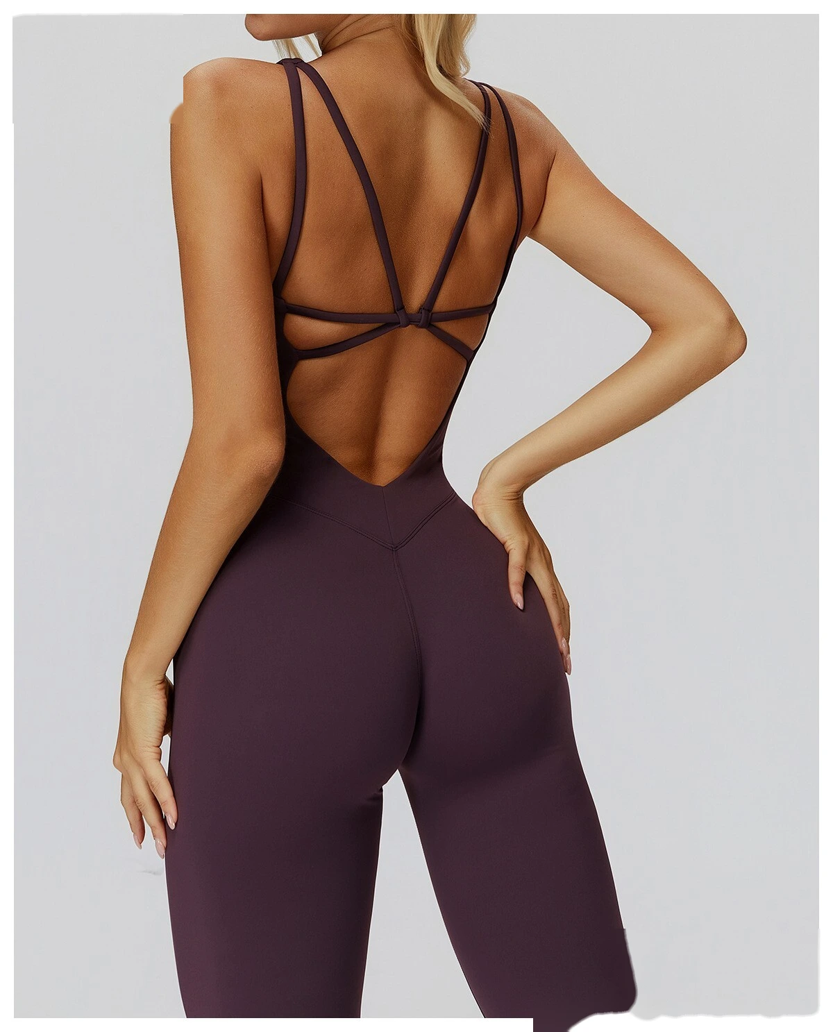 Fleece Finish Women's Activewear Unitard - Crisscross Back, Micro Flare Leg, High Elastic for Yoga, Running & Gym detail