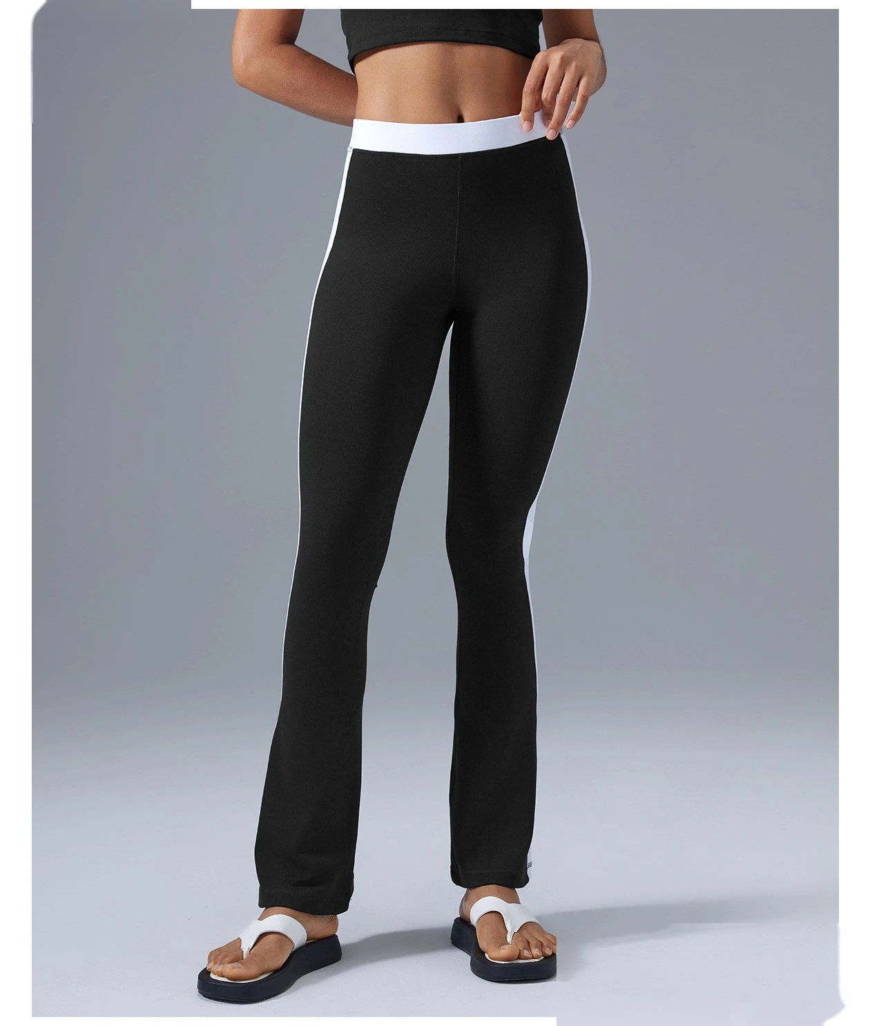 Customized contrast micro-pants, high waist and slim, wearing fitness yoga pants and leisure sports pants. detail