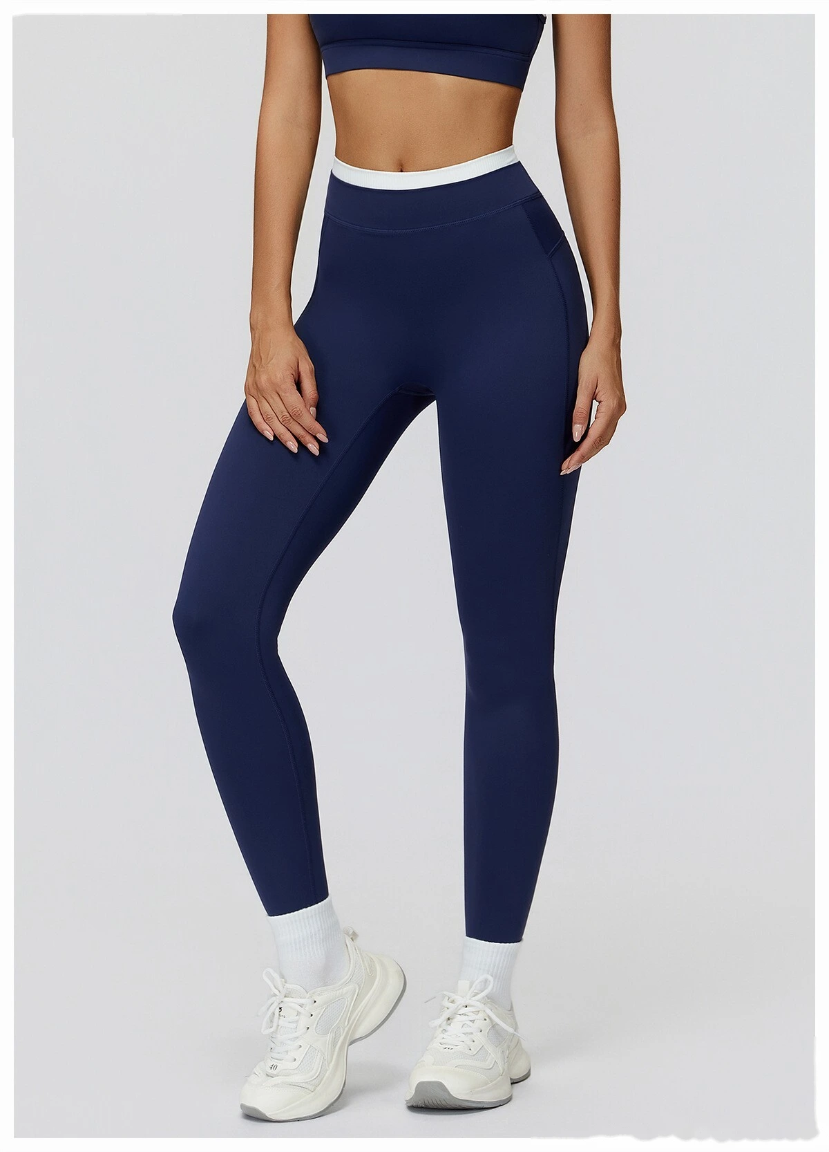 Customizable EU-US Athletic Leggings | Women's Ribbed High-Waist Contrast Tights, Yoga & Running detail