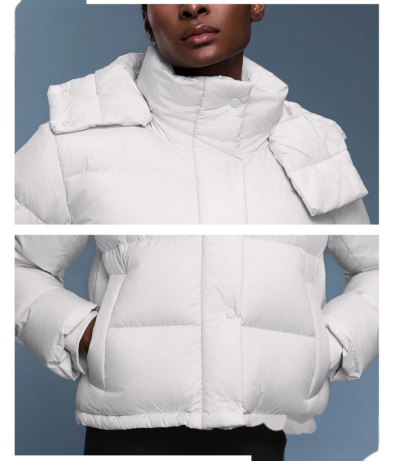 Customize the new winter detachable hooded thick warm loose fashion coat down jacket women. detail